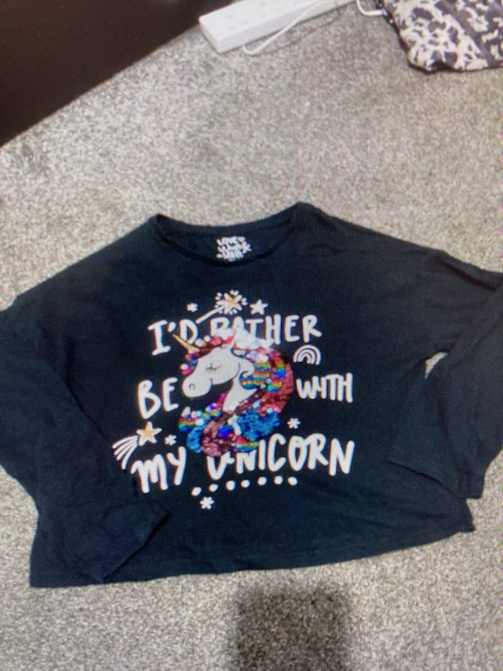 F&F Black Kids Unicorn Sequin Sweatshirt